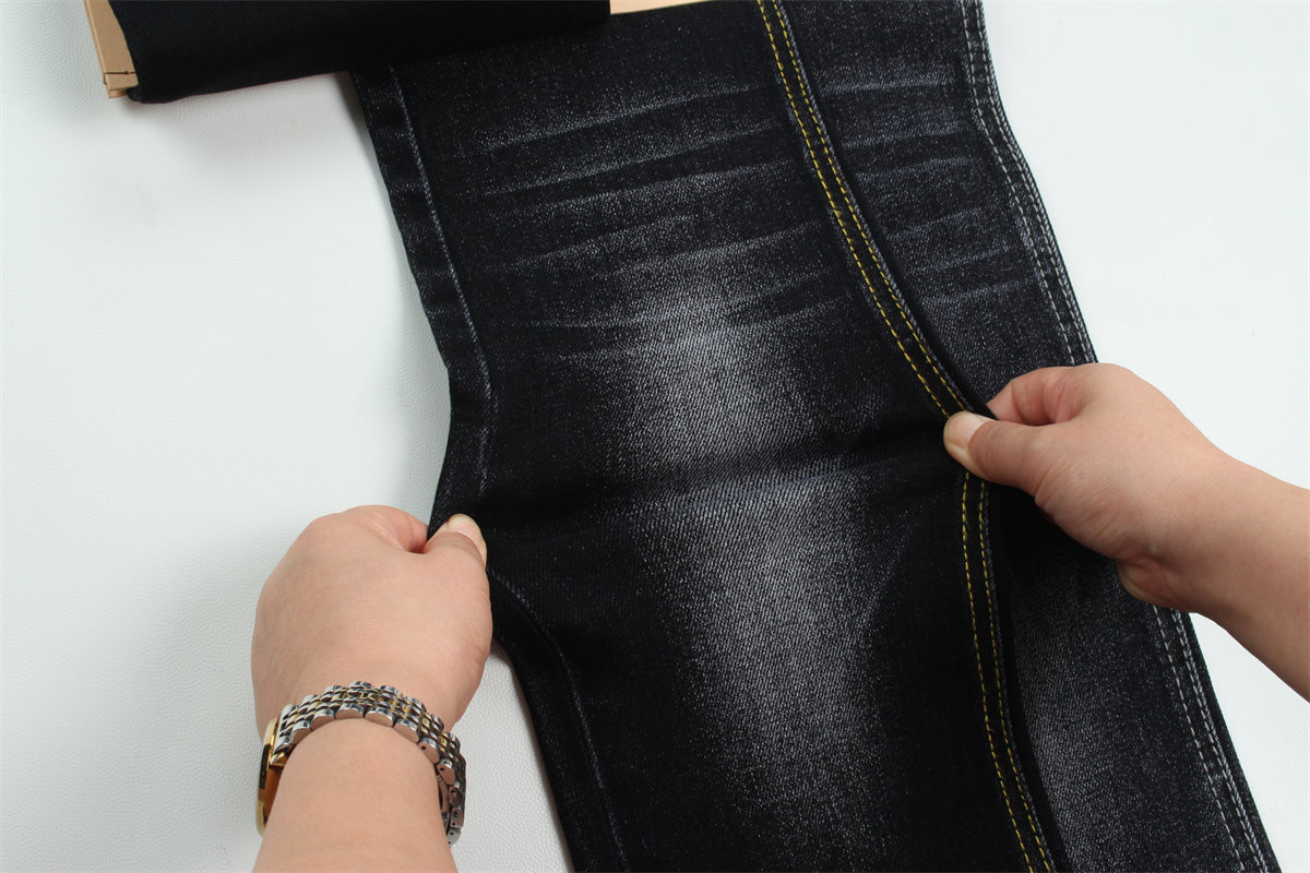 Black Black Cotton Polyester Rayon Spandex Denim Fabric For Jeans
