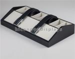 Tabletop Wooden Display Racks Black Leather Belt Display Case For Fashion Store