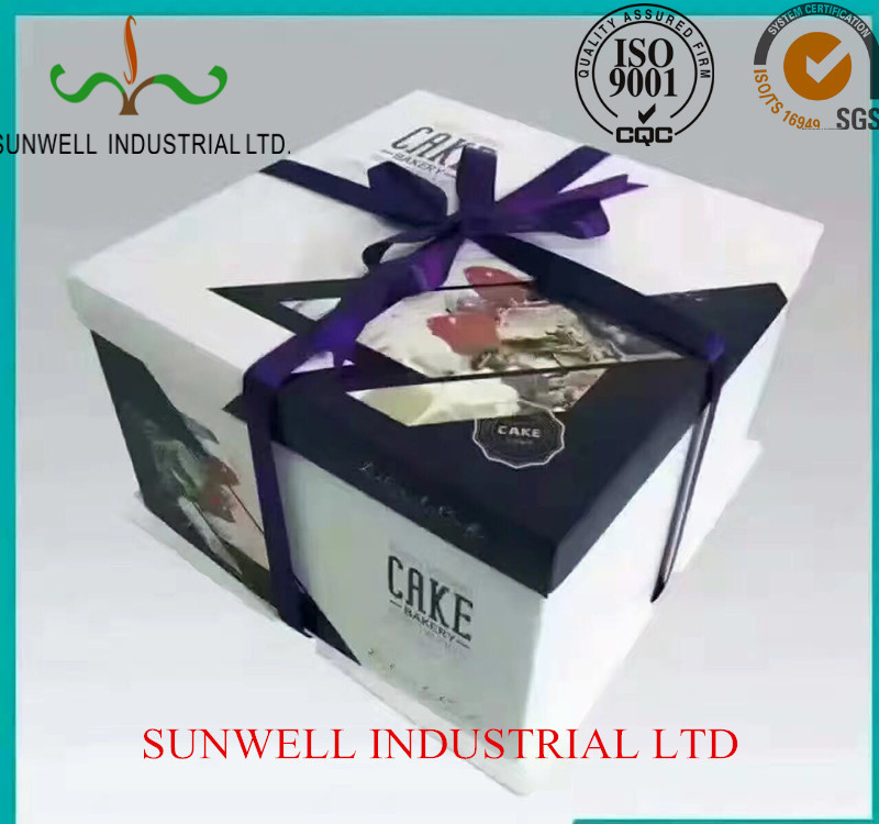 Professional OEM/ODM Custom Design With Ribbon Closure Decorate Food Packaging Box For Cake