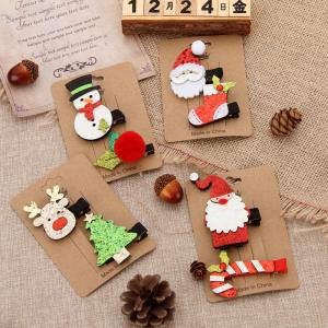 Wholesale 2pcs Christmas Hair Clips Accessories For Girls Kids Hairpin Set from china suppliers