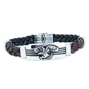 Wholesale Europ American Fashion Trendy Stainless Steel Geniune PU Leather Bracelet Bangle LBL72 from china suppliers