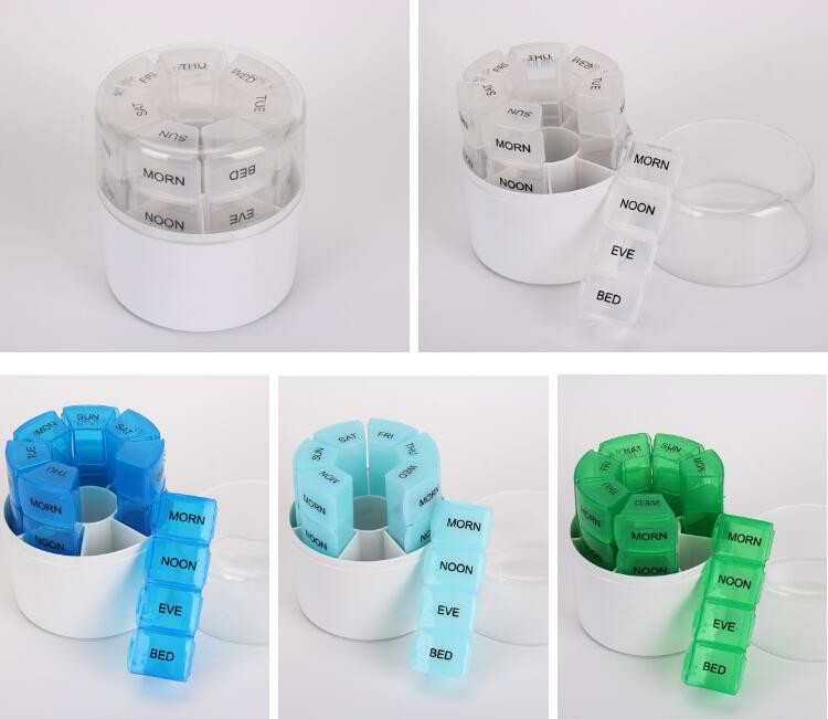 Weekly unique design spring push button medicine box, Monthly plastic medicine storage box for 31 day, case, box, contai