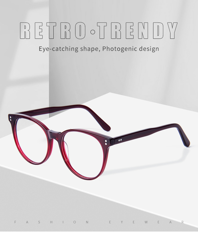 Custom Logo Acetate Round Optical Frame Glasses OEM ODM Unisex Men Women