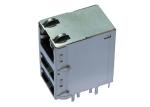 HR851120A Dual USB RJ45 Connectors LPJU6650BONL 10 / 100 / 1000Mbps Magnetic