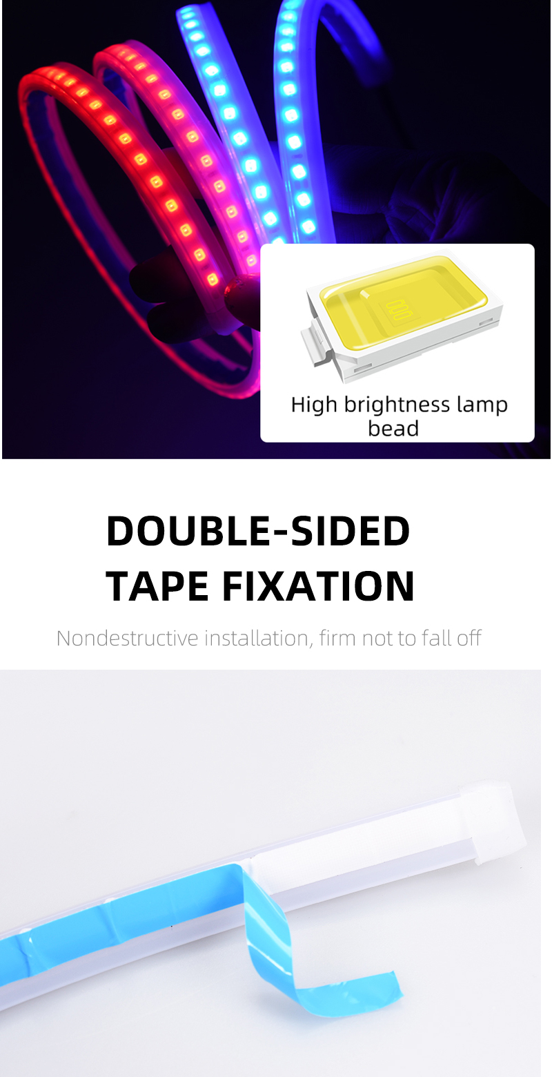 2pcs 12V Car LED Day Time Running Light Flexible Waterproof Strip Headlights DRL