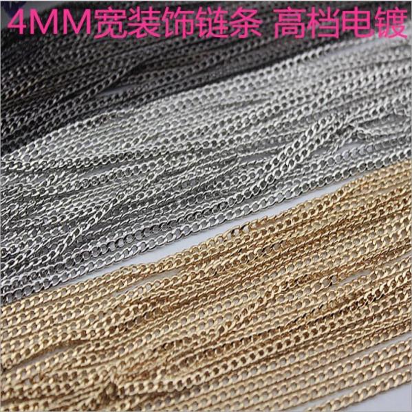 DIY fashion shiny gold / nickel / gunmetal color 4 mm width iron metal luxury