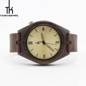 Wholesale Sandalwood Wooden Mens Brown Leather Watch Japan Quartz Movement from china suppliers