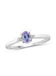 Gem Stone King 0.18 Ct Blue Tanzanite 925 Sterling Silver Ring with 10K Yellow
