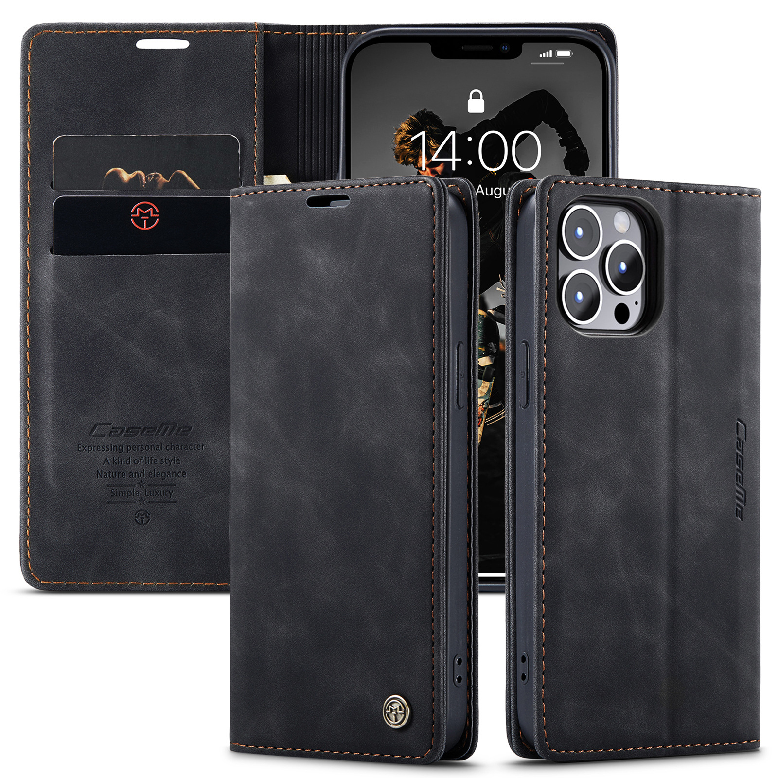 CaseMe 15 Pro Phone Case TPU Leather Back Cover with Card Magnetic Holder and Test