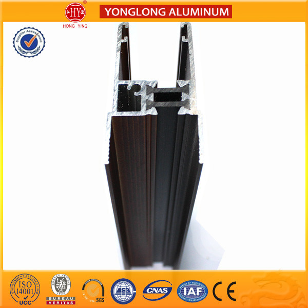 Flat Open Wood Finish Aluminium Profiles 6005 / 6063 For Window