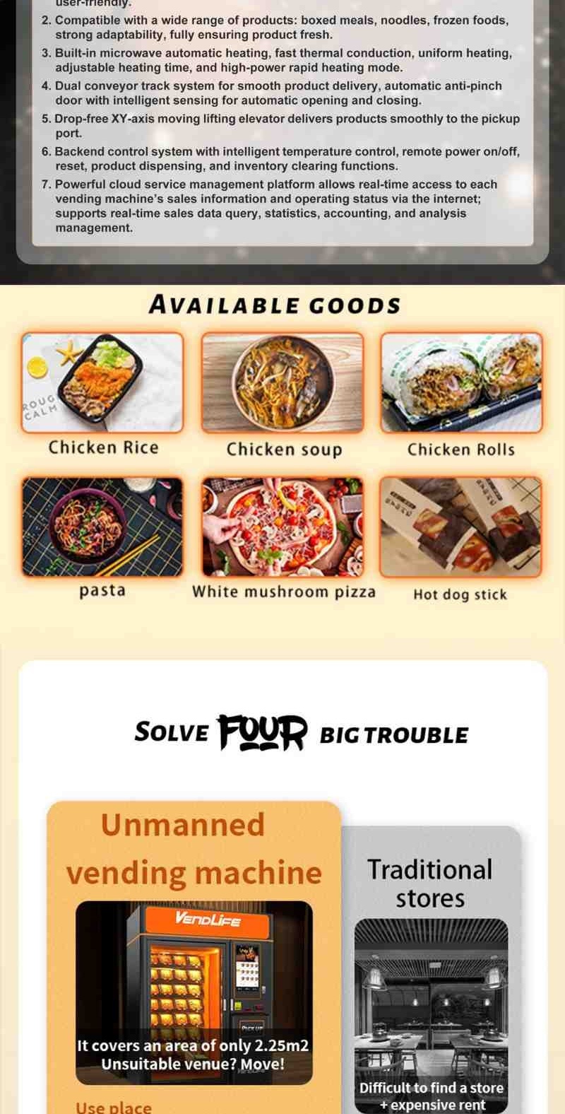 Vendlife mart Bento Vending Machine - Automatic Unmanned Hot Food & Prepared Meal Vendor, Microwave Heating, 32-inch Touch Screen, QR/Card/Cash