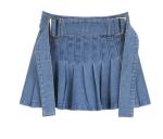 Oem Apparel Manufacturers Women'S Pleated Skirt With Belt A - Line Skirt High