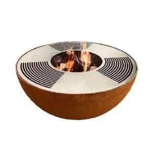 Wholesale 120cm Outdoor Metal Fire Pit Bowl Grill Corten Steel Hemisphere Barbecue from china suppliers