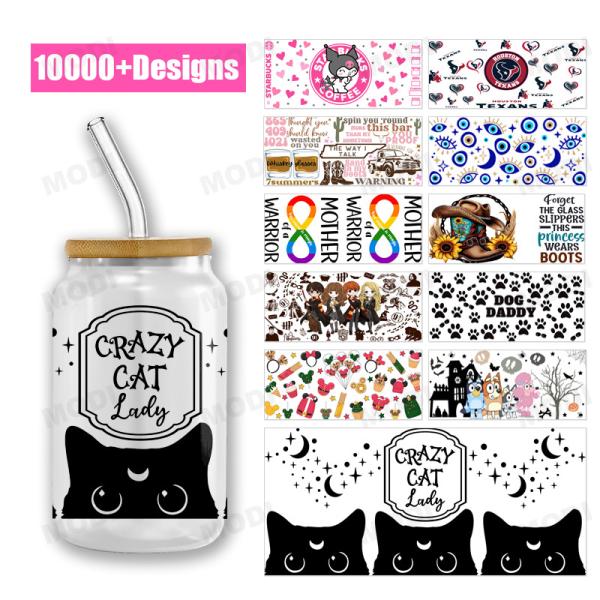 Double Sided View UV DTF Cup Packaging Sticker Decal 16oz Glasses Cold Transfer