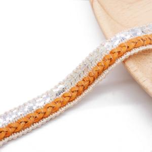 Wholesale KJ20015 Leather Sequin 1.5cm White Crochet Trim from china suppliers