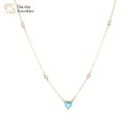 Women Choker Necklace 18k Gold Jewelry Heart Diamond Zircon Pendant Thin Chain