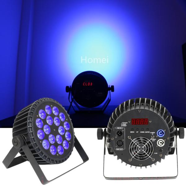 18pcs RGBWAUV 6IN1 Flat Par Lights for Silent Wedding Palace Uplight DMX512