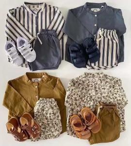 Wholesale Children'S Outfit Sets Cotton Kids Striped Sets Children'S Casual Printing Sets from china suppliers