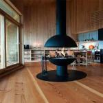 French Style Hanging Wood Burning Stoves Ceiling Mounted Suspended Fireplace