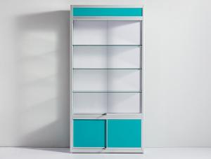 Wholesale Blue Pharmacy Display Shelves , Multi Layer Pharmacy Cabinet Design With Lock from china suppliers