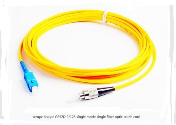 SC Fiber Optic Patch Cord Single Mode G652D 9 / 125 Fiber Optic Cable For FTTX