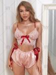 Deep V Cleavage Tinted Lace Embroidery Bra And Underwear Sets Sexy Silk