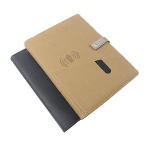Wholesale Pu Leather Business Hardcover Binder Smart Powerbank Wireless Charging Notebook from china suppliers