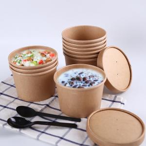 Wholesale PLA Coating Disposable Biodegradable Take Out Containers Kraft Paper Soup Bowl 16oz 24oz from china suppliers