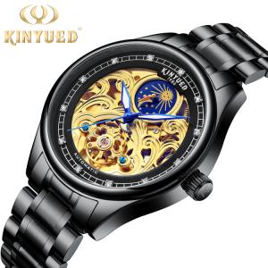 Wholesale KINYUED popular stainless steel classical automatic luminous hands mens automatic skeleton watch from china suppliers