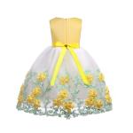 Embroidered Flower Polyester Children'S Dress Clothing With Bow At Waist OEM