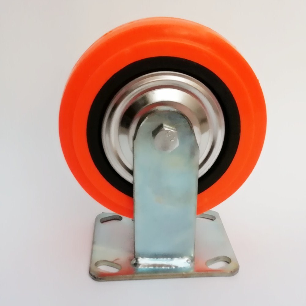 4 5 6 8inch Orange Polyurethane Double Ball Bearing Swivel Castor Wheel with Brak