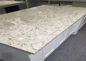Wholesale OEM Flora Bloom White Quartz Top , Premade Kitchen Countertops Polished Surface from china suppliers