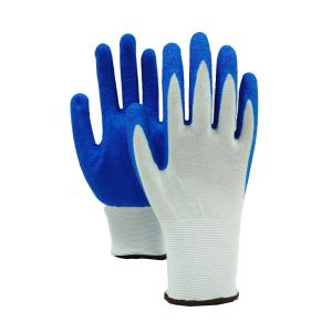 Wholesale Blue Crinkled Latex Nylon Work Gloves Breathable Abrasion Resistant from china suppliers