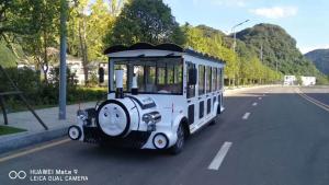 Wholesale Thomas Train Head Cartoon Electric Sightseeing Car Size 5430*1600*2050mm 14 seats from china suppliers