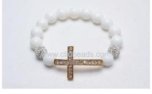 Wholesale Cross Bracelet, White Shell Rounds, Crystal Pave Argil Beads from china suppliers