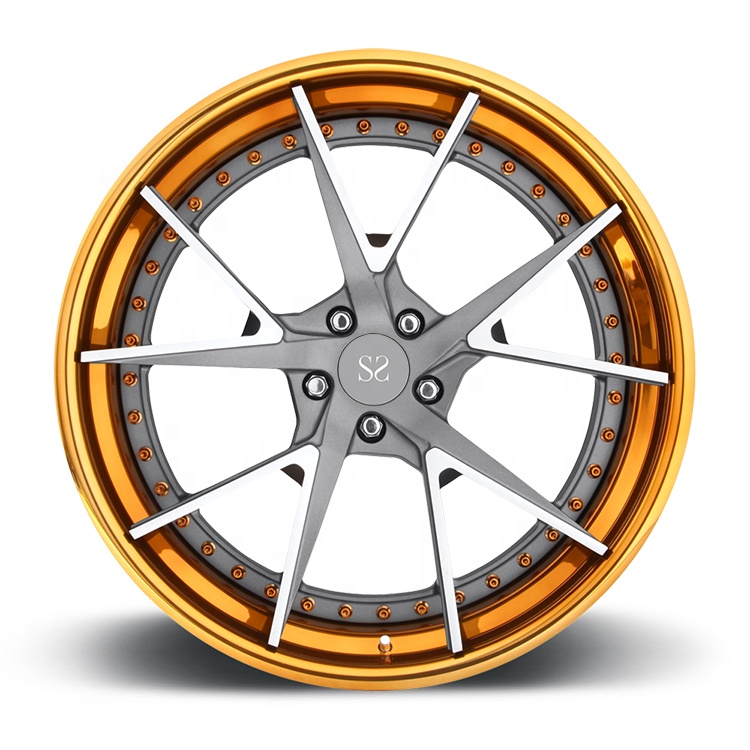 For Audi RS6 18 21 22 inch Alloy Gold Machined Face 3 Piece Forged Wheel Rims