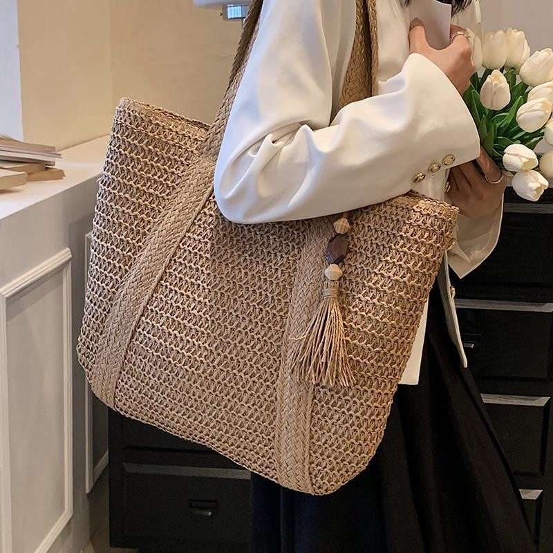 Straw Bags for Women Summer Beach Woven Tote Hobo Handbag Casual Straw Shoulder Bags for Travel Vocation