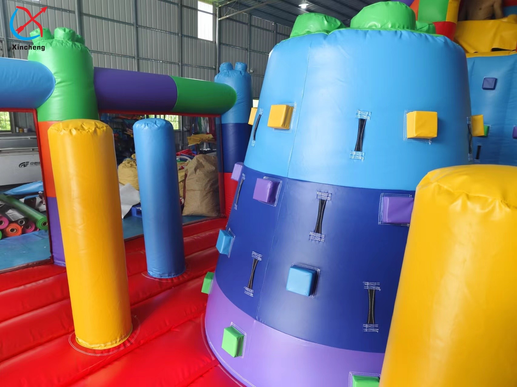 Customized LEGO Block Splicing Inflatable Bouncy House With Slide Combo For Kids
