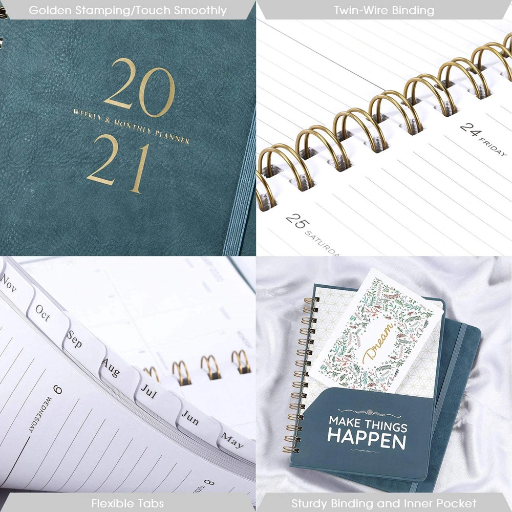 Hard Cover Design Notebook Undated Planing Organizer Metal Spiral Wedding Daily Custom Planner