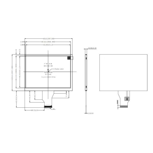 500nits Brightness TN TFT LCD Screen Display Module 7.0 Inch 800x480 Resolution