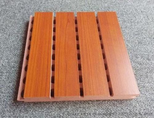 3D Grooved Wooden Acoustic Ceiling Tiles / Soundproof Decorative Wall Panels