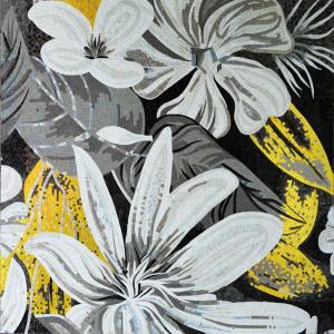 Wholesale White Magnificent Floral Glass Mosaic Wall Art , Craft Mosaic Tile Floor Patterns from china suppliers