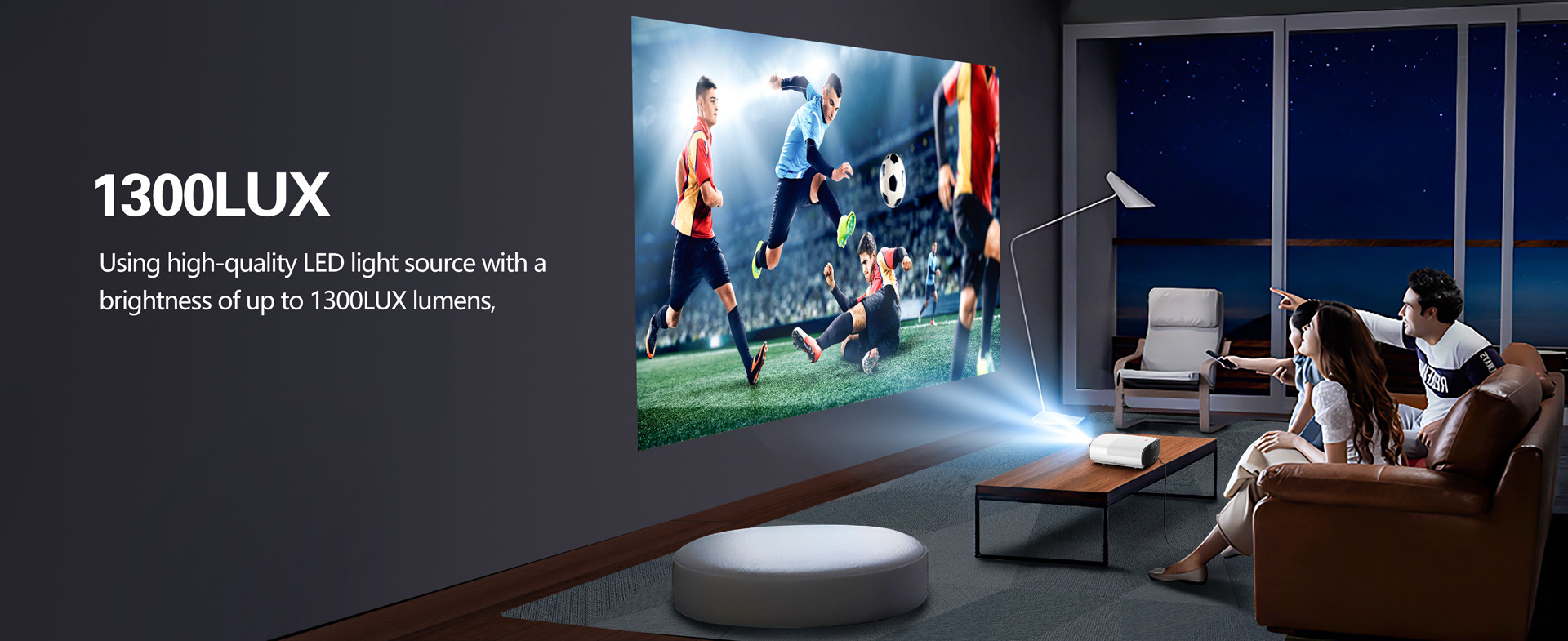 Flyin LCD LED Lamps Android Projector Built-In Stereo Speaker US EURO Plug