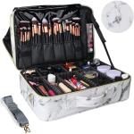 Marble PU Leather Cosmetic Brush Case For Travel