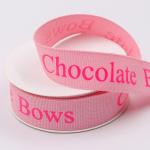 Double Face Heat Transfer White Print Black Grosgrain Ribbon