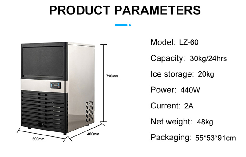 30kg Daily LZ-60 Commercial Tamuton Ice Cube Machine Automatic Clear Cube Ice Maker