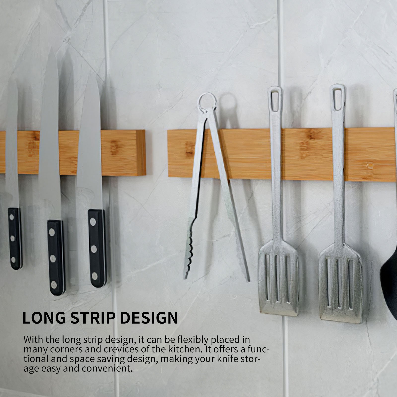 Eco-Friendly Bamboo Wood Magnetic Knife Holder for Stylish Kitchenroom Knives Storage