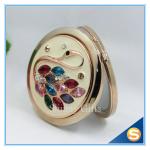 Shinny Gifts Rhinestone Small Metal Mirror For Craft Crystal Round Shape Pocket