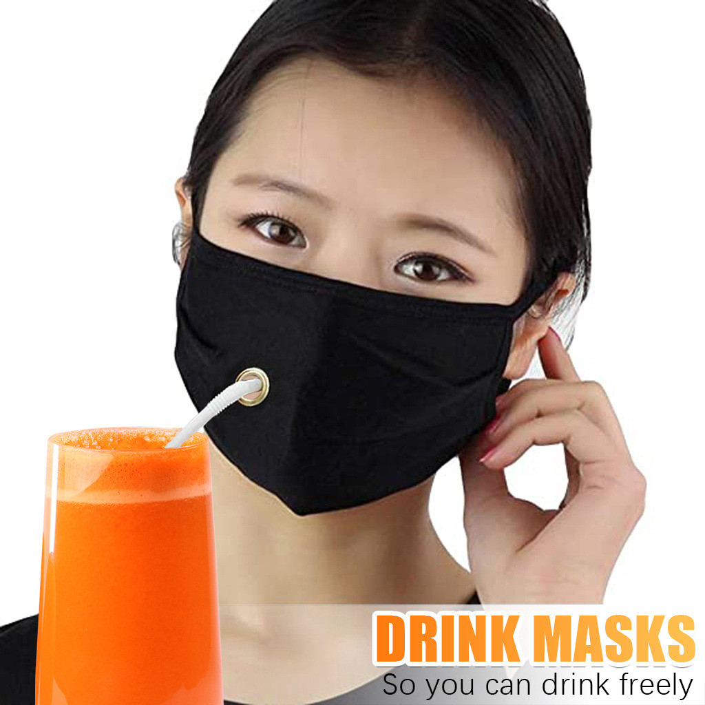 ready to ship new drink face mask with drink hole and opening for drinking