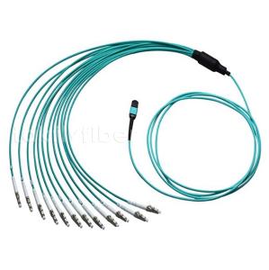 Wholesale MPO LC Duplex OM4 12 Fibers Optical Breakout Cable 50/125 Optic Patch Cable from china suppliers